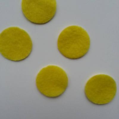 Lot de 5 ronds de feutrine  de couleur 30mm jaune