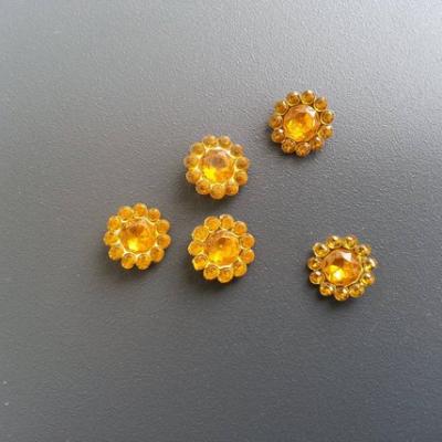 lot de 5  strass ronds  12mm jaune orangé