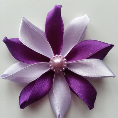 Fleur de satin bicolore 7,5cm mauve et violet