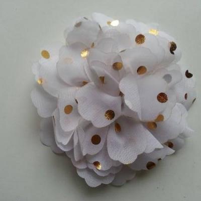 fleur en mousseline à pois doré blanc 10cm