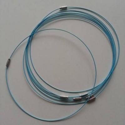 Collier en fil câblé  46cm bleu turquoise