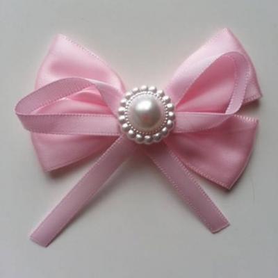 Noeud en satin  80*60mm rose