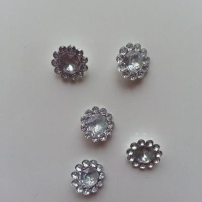 lot de 5  strass ronds  12mm argent