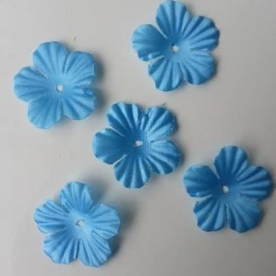 Lot de 5 fleurs en tissu  35mm bleu