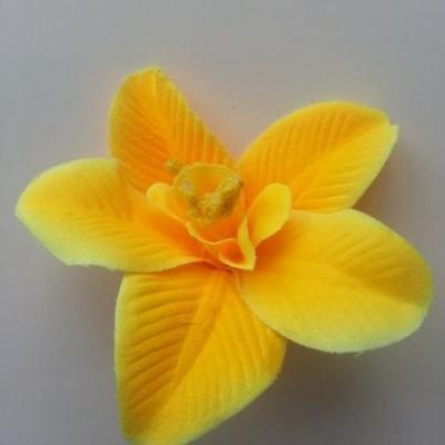 Orchidée  en tissu   70mm jaune