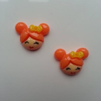 Lot de 2   tête de petite fille 20*18mm orange