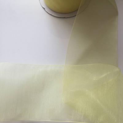 1 Mètre de ruban organza jaune pale 65mm