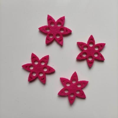 lot de 4 fleurs en feutrine rose fuchsia  30mm (3)