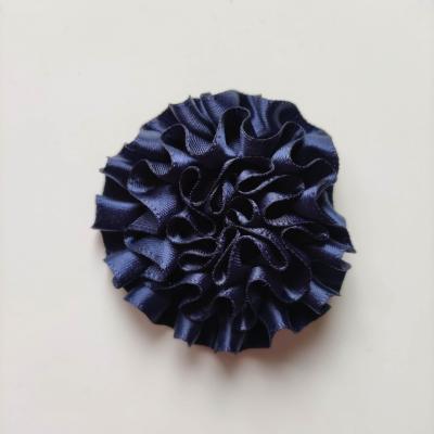 fleur en ruban de satin  bleu marine  50mm