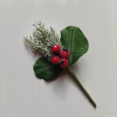 tige florale pour composition florale de noel ou boutonniere tons rouge  et vert