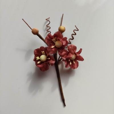 tige florale pour composition florale ou boutonniere tons marron ivoire