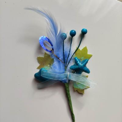tige florale pour composition florale ou boutonniere tons bleu