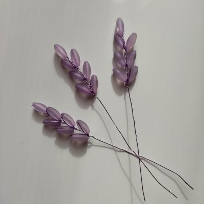 lot de 3 tiges perlées mauve