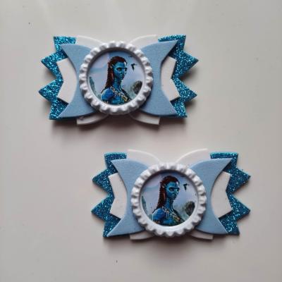 AVAT001 lot de 2 barrettes crocodile noeuds   bleu et blanc neytiri avatar