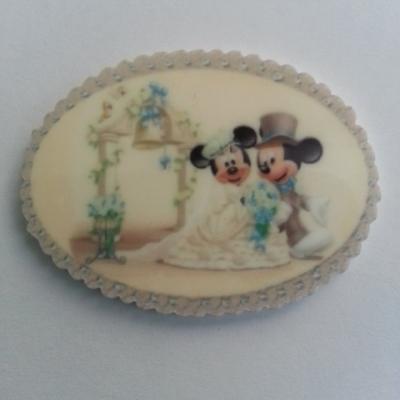 cabochon en résine minnie et mickey mariage 50*37mm