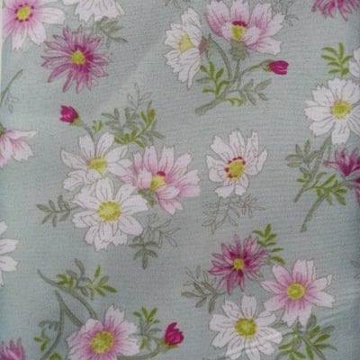 carré de tissu vert pastel motif fleur 49*49cm
