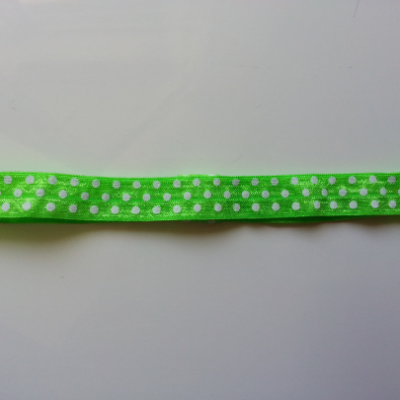 bandeau elastique cheveux vert  à pois blanc