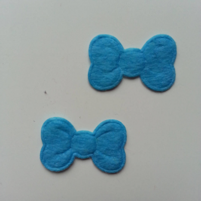 Lot de 2 appliques noeuds feutrine   28*18mm bleu