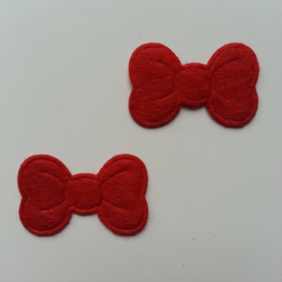 Lot de 2 appliques noeuds feutrine   28*18mm rouge