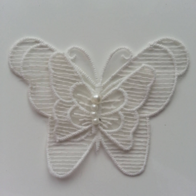 double papillon en dentelle blanc cassé 10*8cm