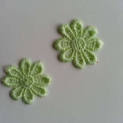 Lot de 2 fleurs en dentelle   30mm vert