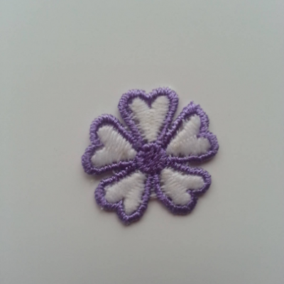 Fleur en dentelle bicolore  30mm blanc et violet