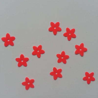 Lot de 10 sequins paillettes fleurs 10 mm orange fluo