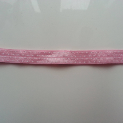 bandeau elastique cheveux rose pale  à pois blanc