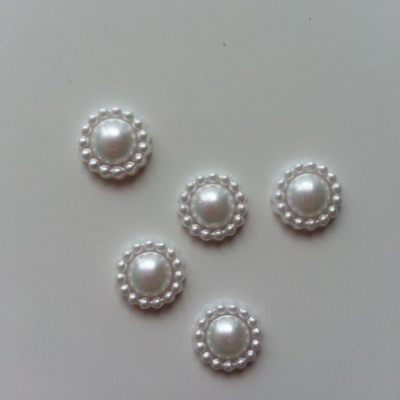 lot de 5 demi perles nacrées blanc 10mm